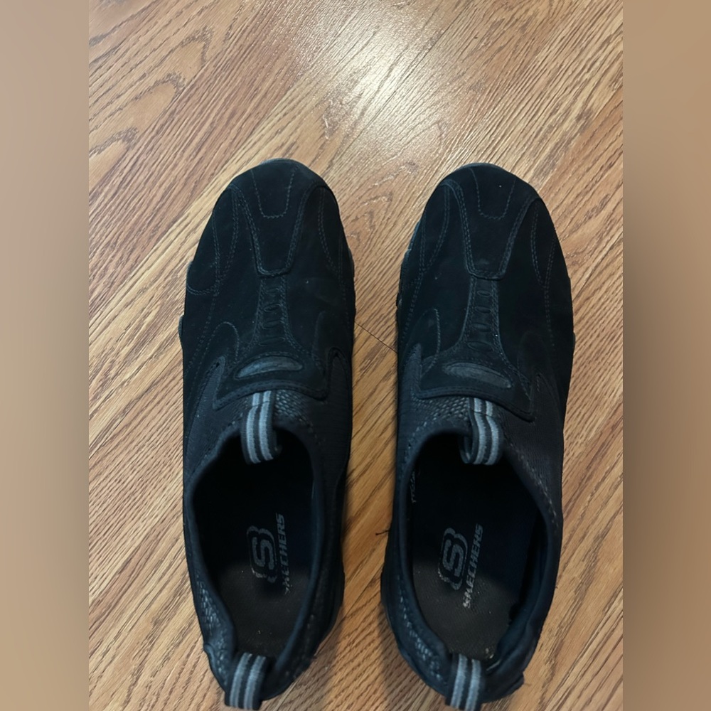 Skechers Black suede slip on Size 11